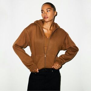 SKIMS Classic Cotton FleeceZip-Up Hoodie Bison